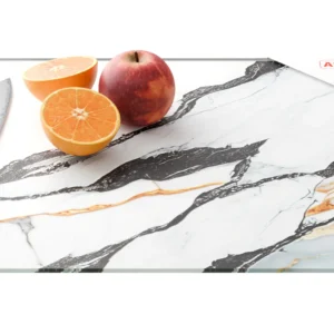 Glass chopping board – MARBLE BLUE & GOLD 50×40