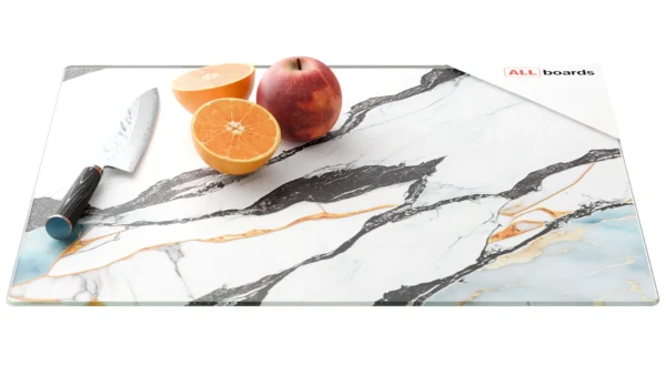 Glass chopping board – MARBLE BLUE & GOLD 50×40