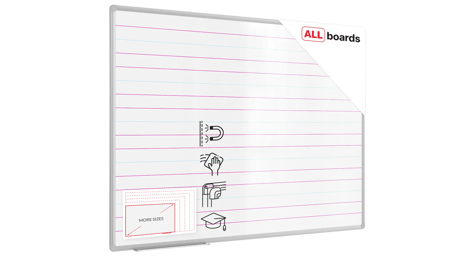 Magnetic Dry Wipe Whiteboard 120 × 90 cm with Handwriting Practice Print