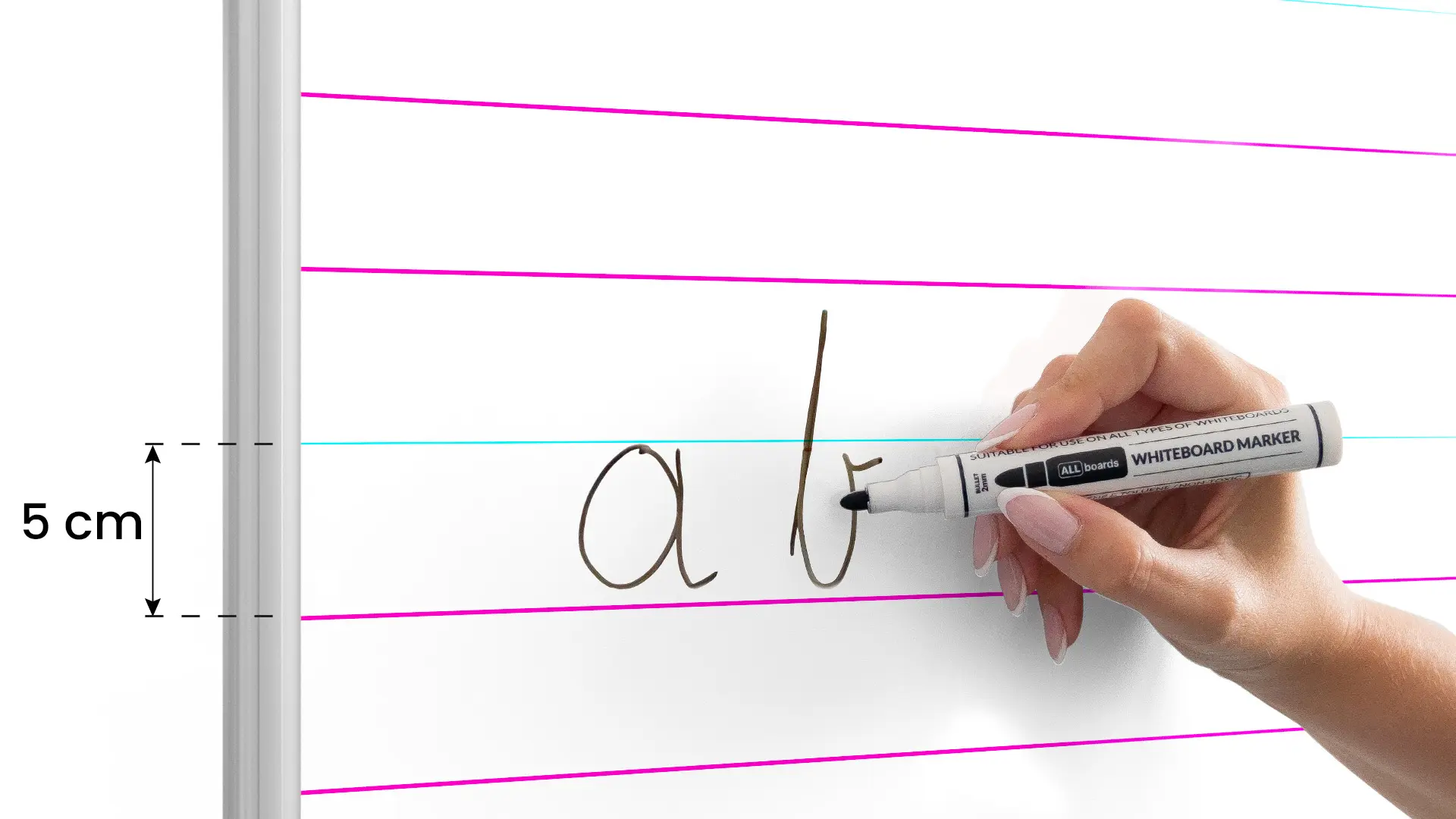 Magnetic Dry Wipe Whiteboard 120 × 90 cm with Handwriting Practice Print - Image 5