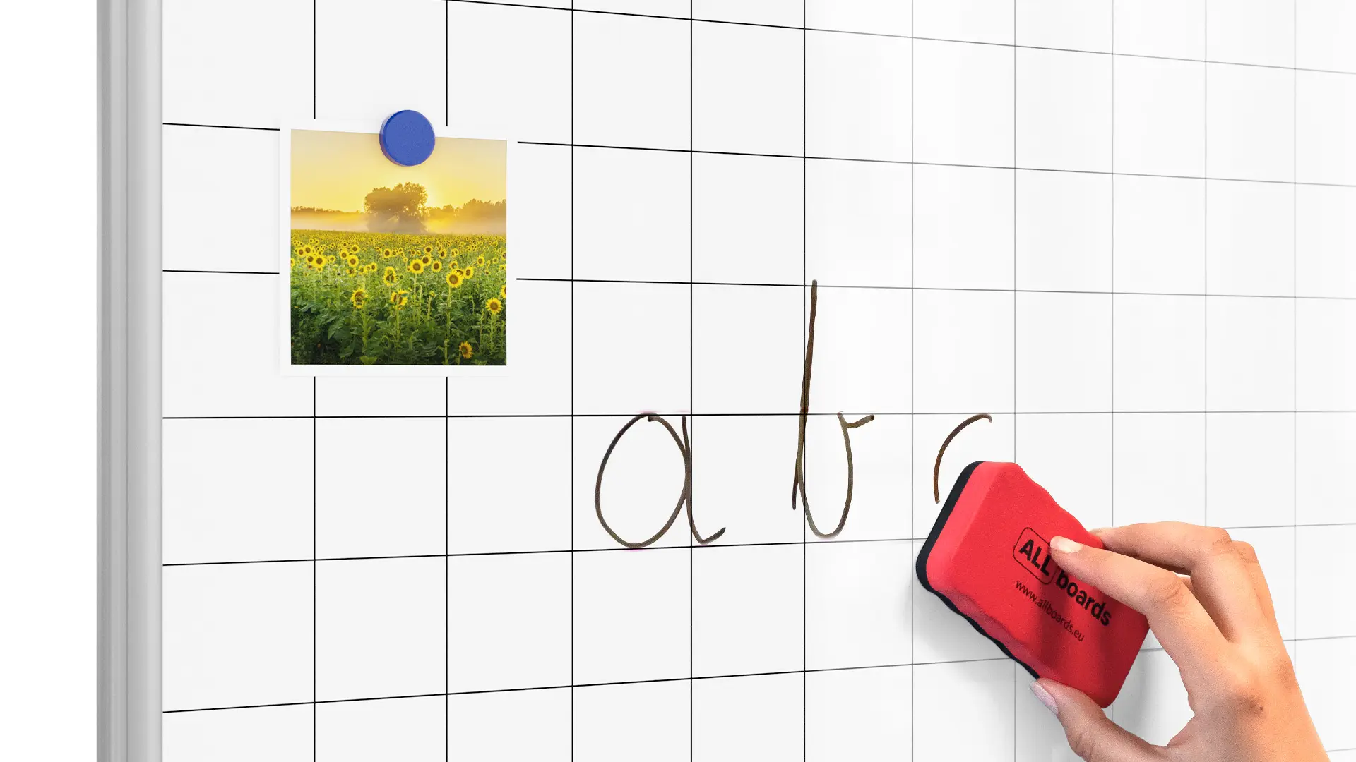 Magnetic Dry Wipe Whiteboard 120 × 90 cm with Grid Print - Image 7