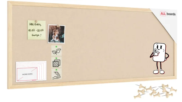 Camel Brown Felt Noticeboard 100 x 40 cm with Lacquered Wooden Frame