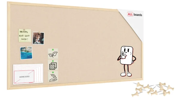 Camel Brown Felt Noticeboard 120 x 60 cm with Lacquered Wooden Frame