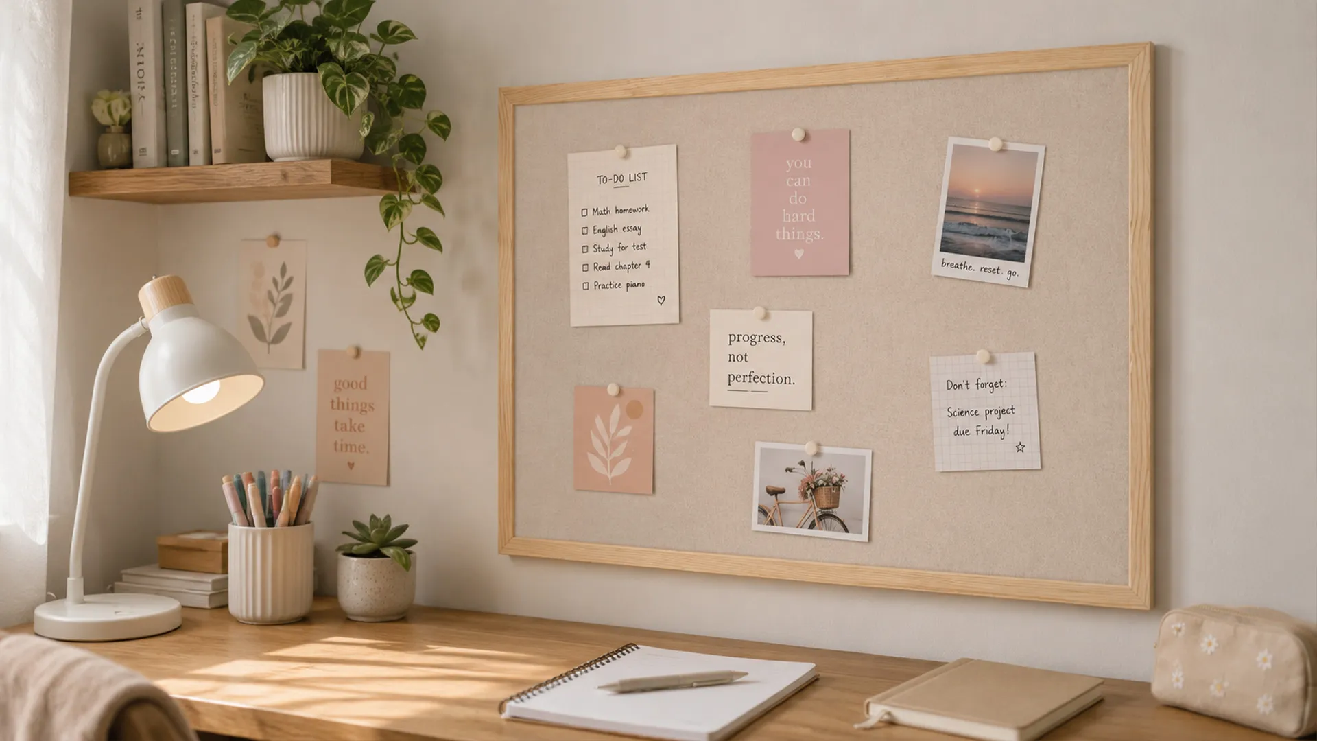 Camel Brown Felt Noticeboard 60 x 40 cm with Lacquered Wooden Frame - Image 4